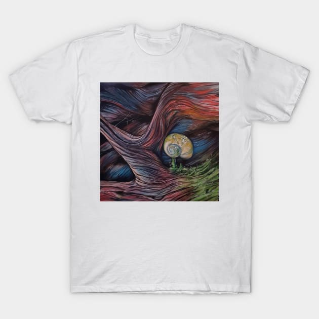 moon snail driftwood beach T-Shirt by StephaniePerryArt